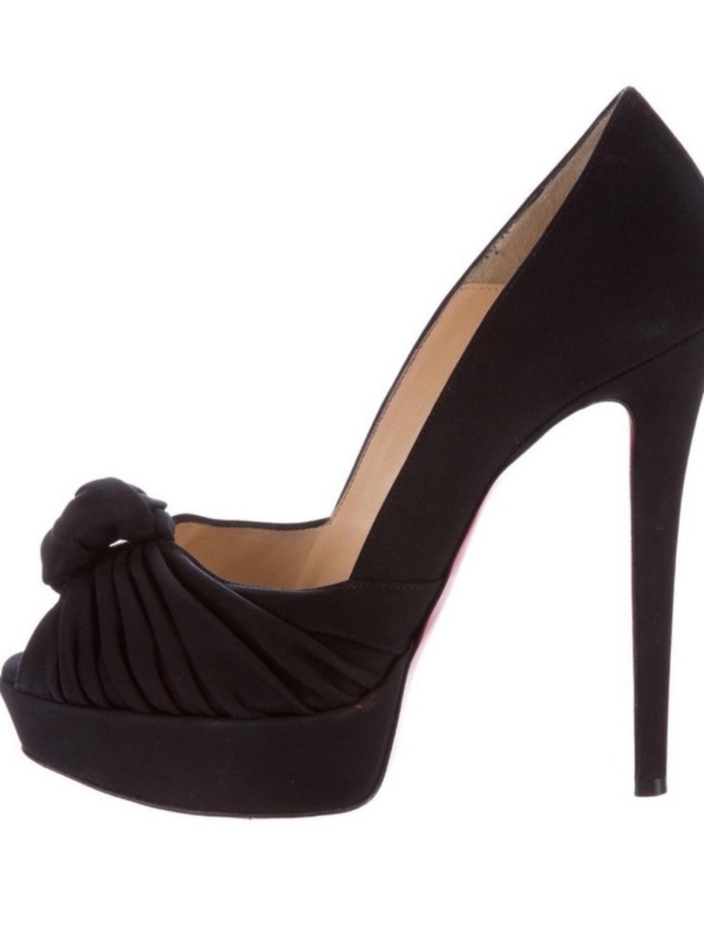 Christian Louboutin Black Jenny knotted Peep-Toe Platform Pump Authentic - Picture 3 of 3